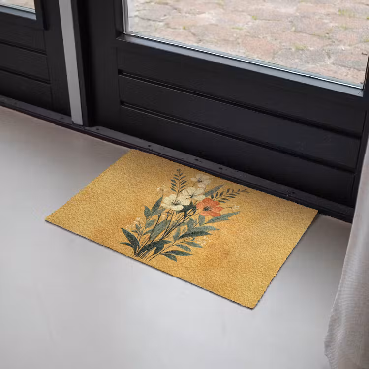 Deurmat - Bladeren - Boeket - Bloemen - Geel — 2