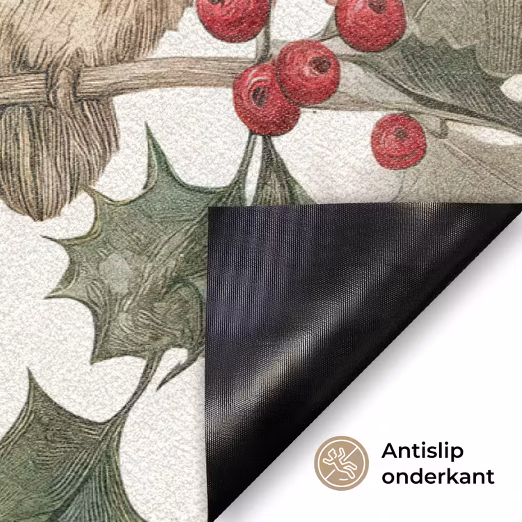 Deurmat - Uilen - Tak - Hulstblaadjes - Kerstmuts — 6