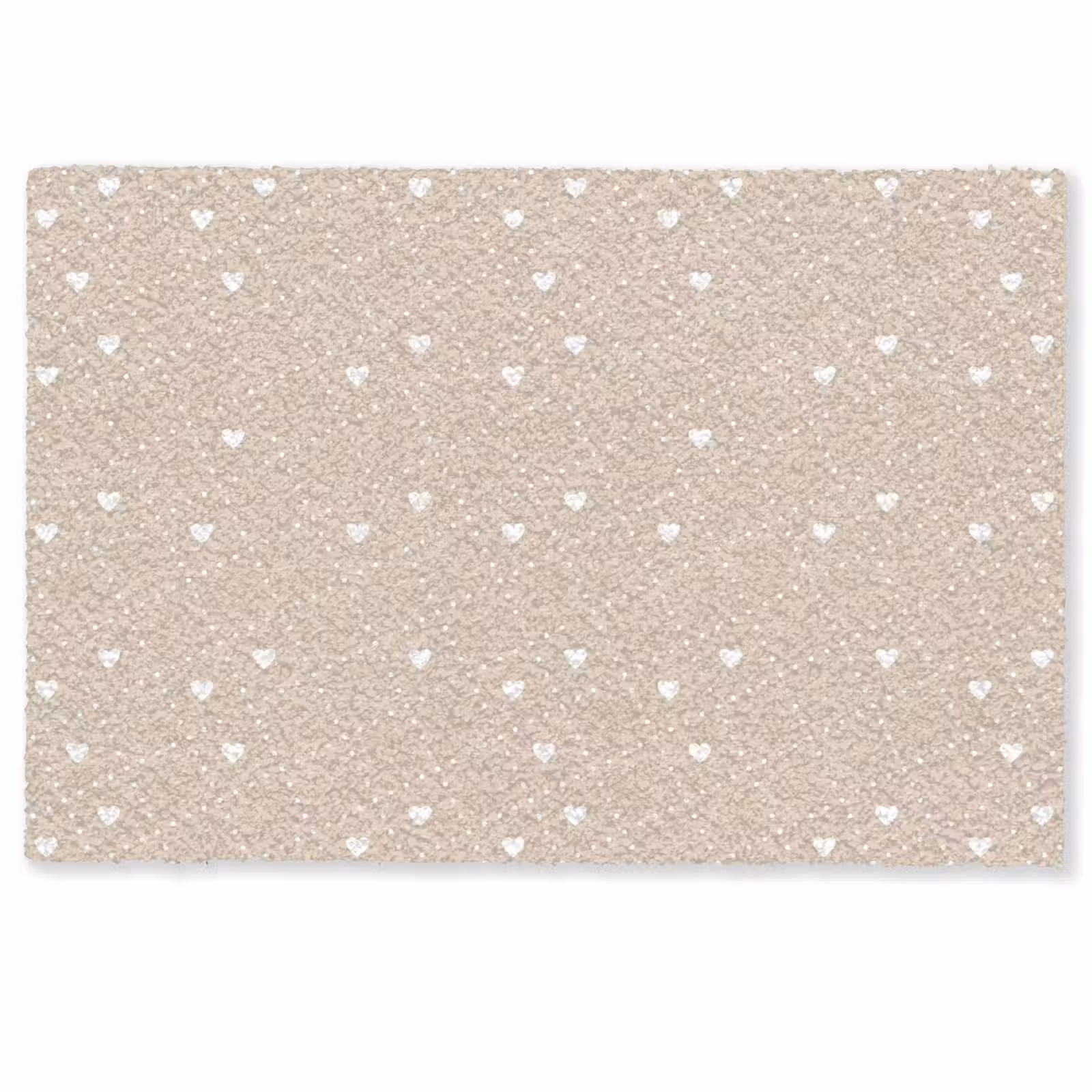 Deurmat - Beige - Wit - Hartjes - Patroon — 1