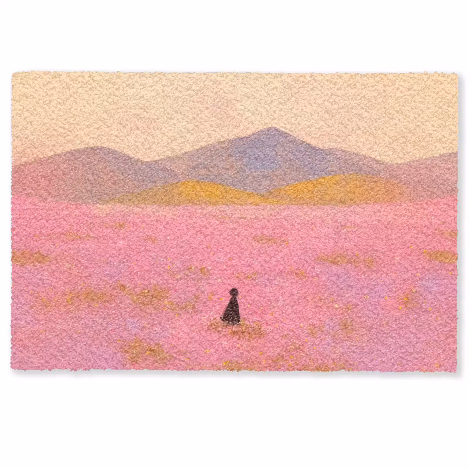 Deurmat - Bloemenweide - Heuvels - Silhouet - Roze — 1