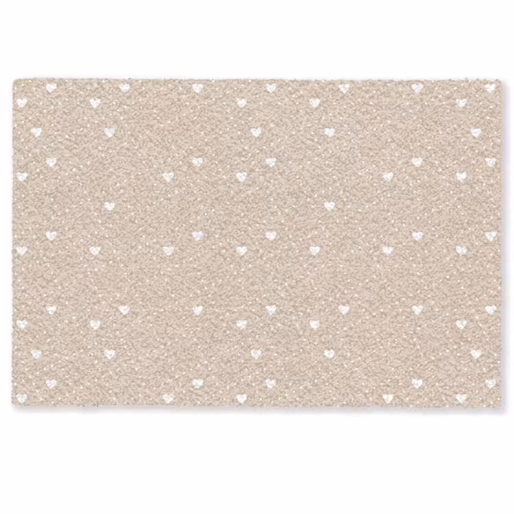 Deurmat - Beige - Wit - Hartjes - Patroon — 1