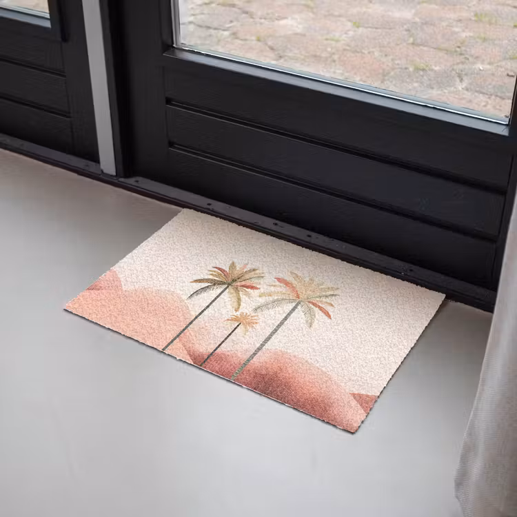 Deurmat - Palmbomen - Heuvels - Minimalistisch - Zachtroze — 2