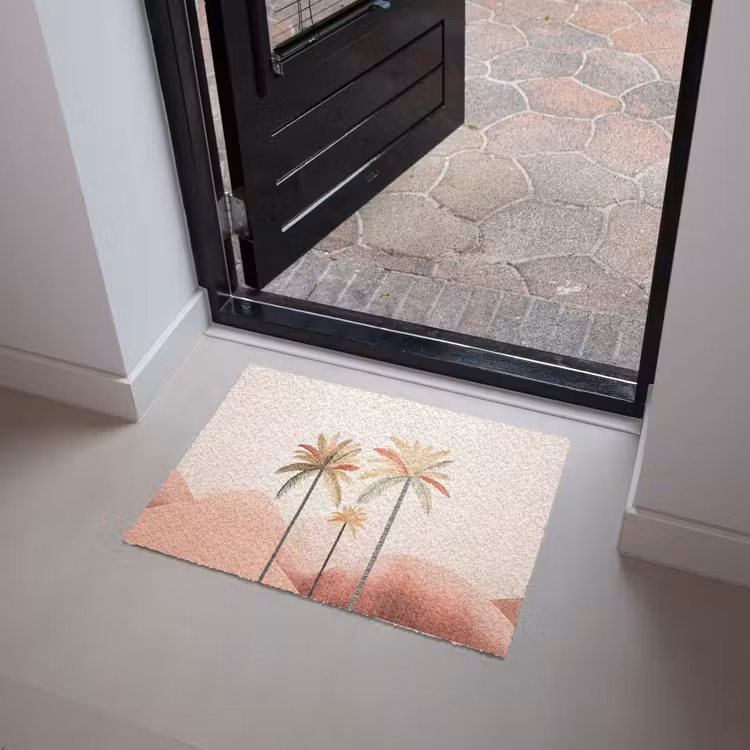 Deurmat - Palmbomen - Heuvels - Minimalistisch - Zachtroze — 4
