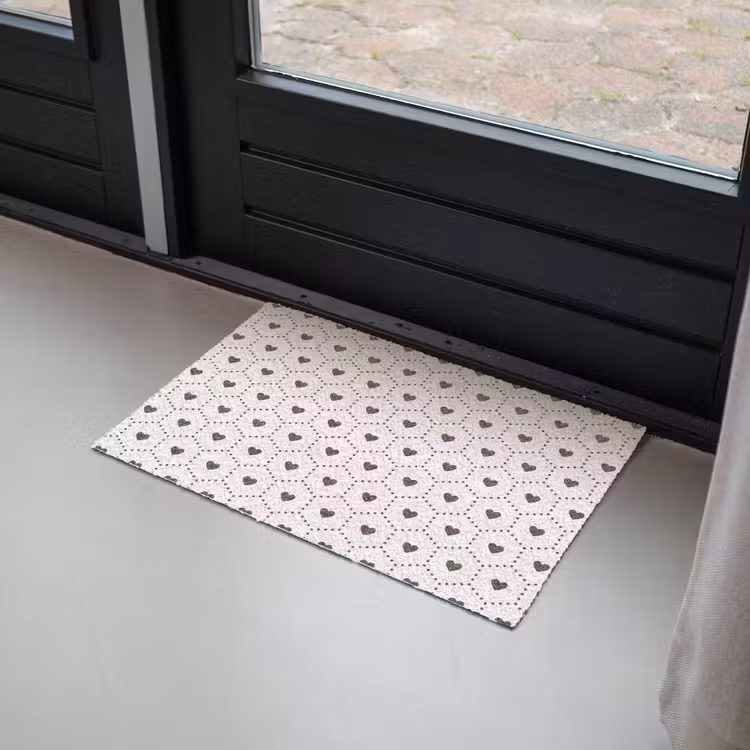 Deurmat - Hexagon - Patroon - Hartjes - Beige — 2