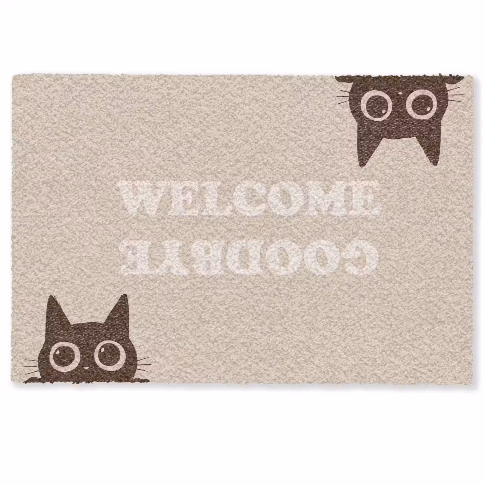 Deurmat - Cat - Beige - Welcome - Goodbye — 1