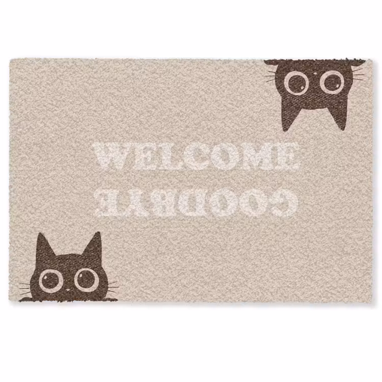 Deurmat - Cat - Beige - Welcome - Goodbye — 1