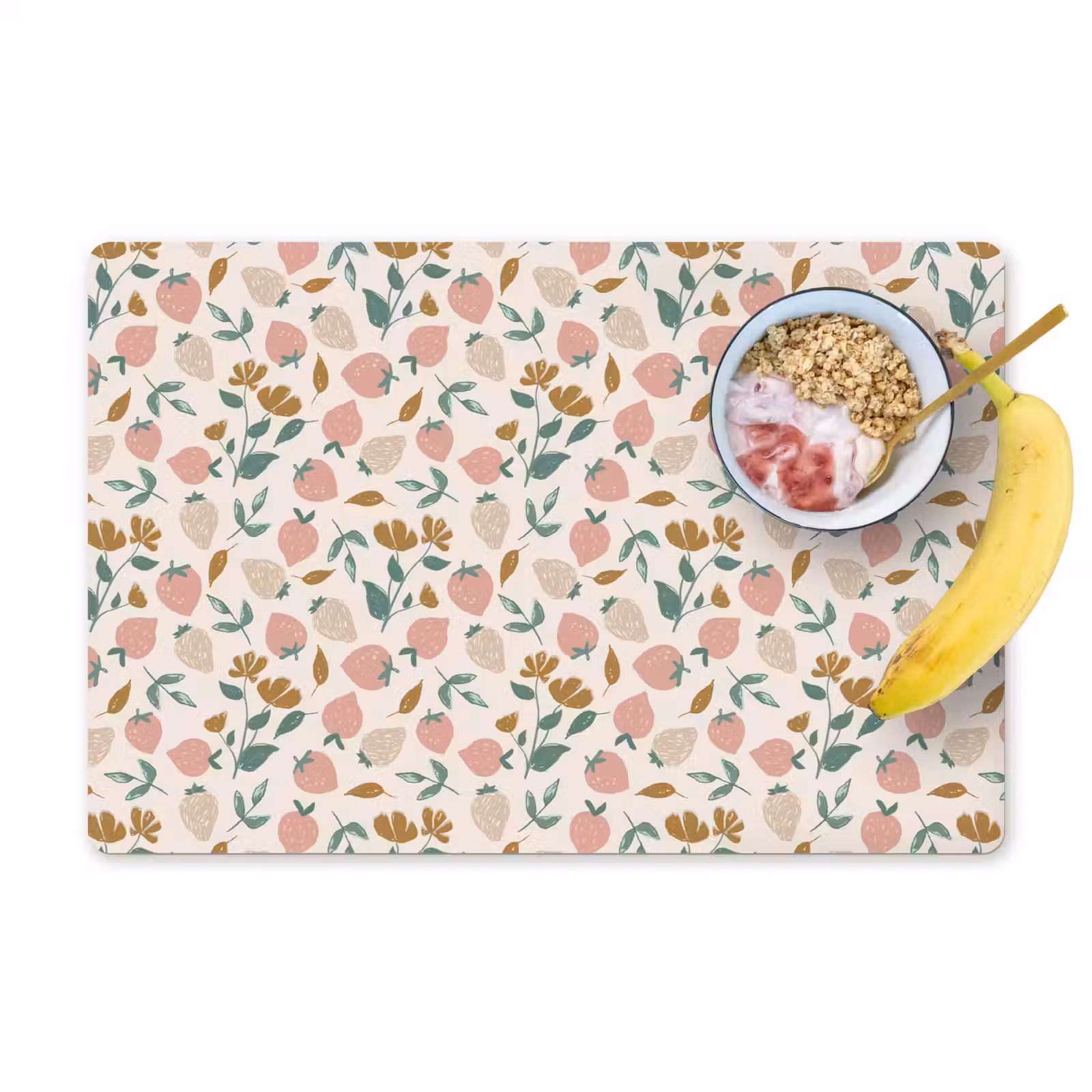 Placemat - 6 stuks - Aardbei - Fruit - Roze - Kinderen - Planten — 1