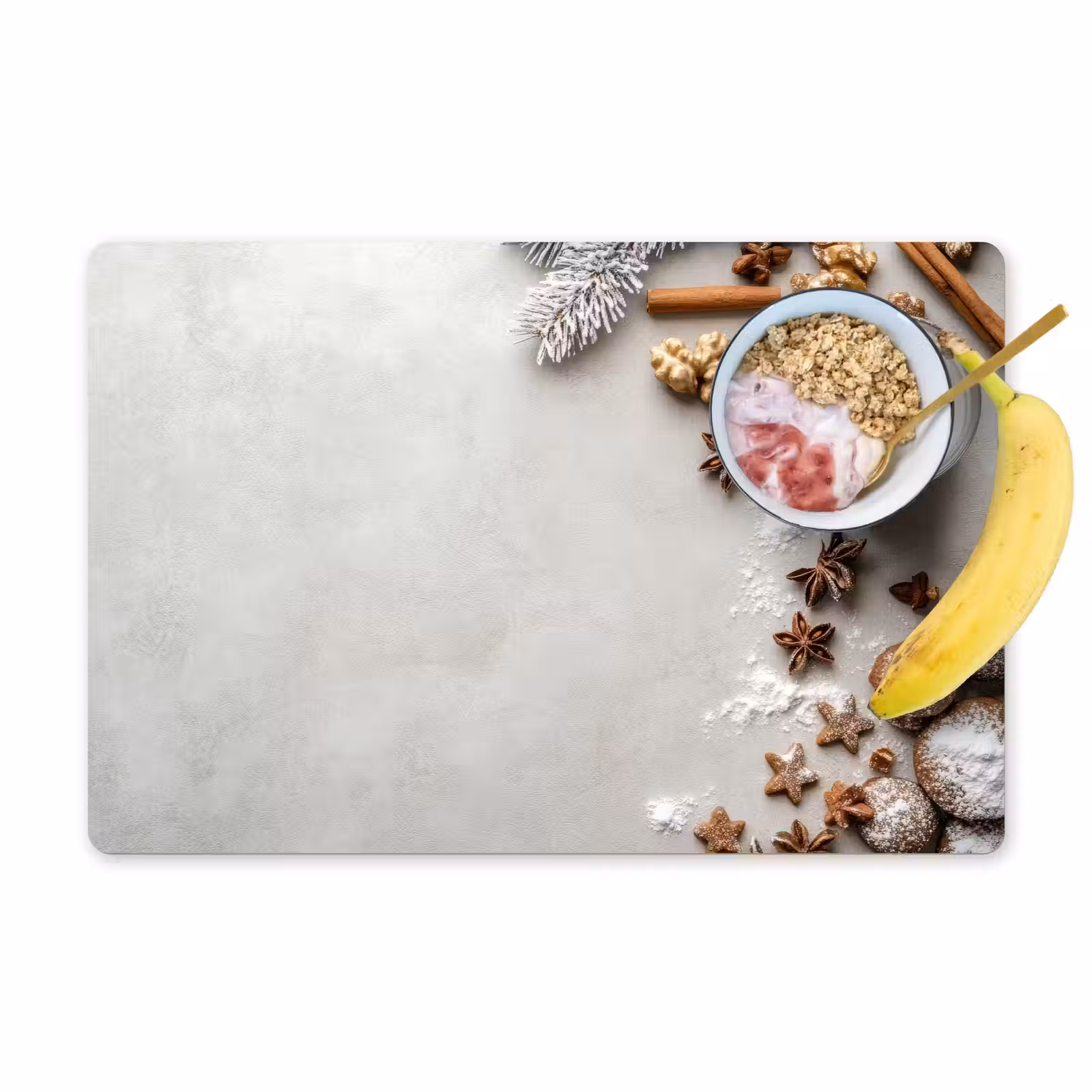Placemat - 6 stuks - Kruiden - Winter - Melk - Beton — 1