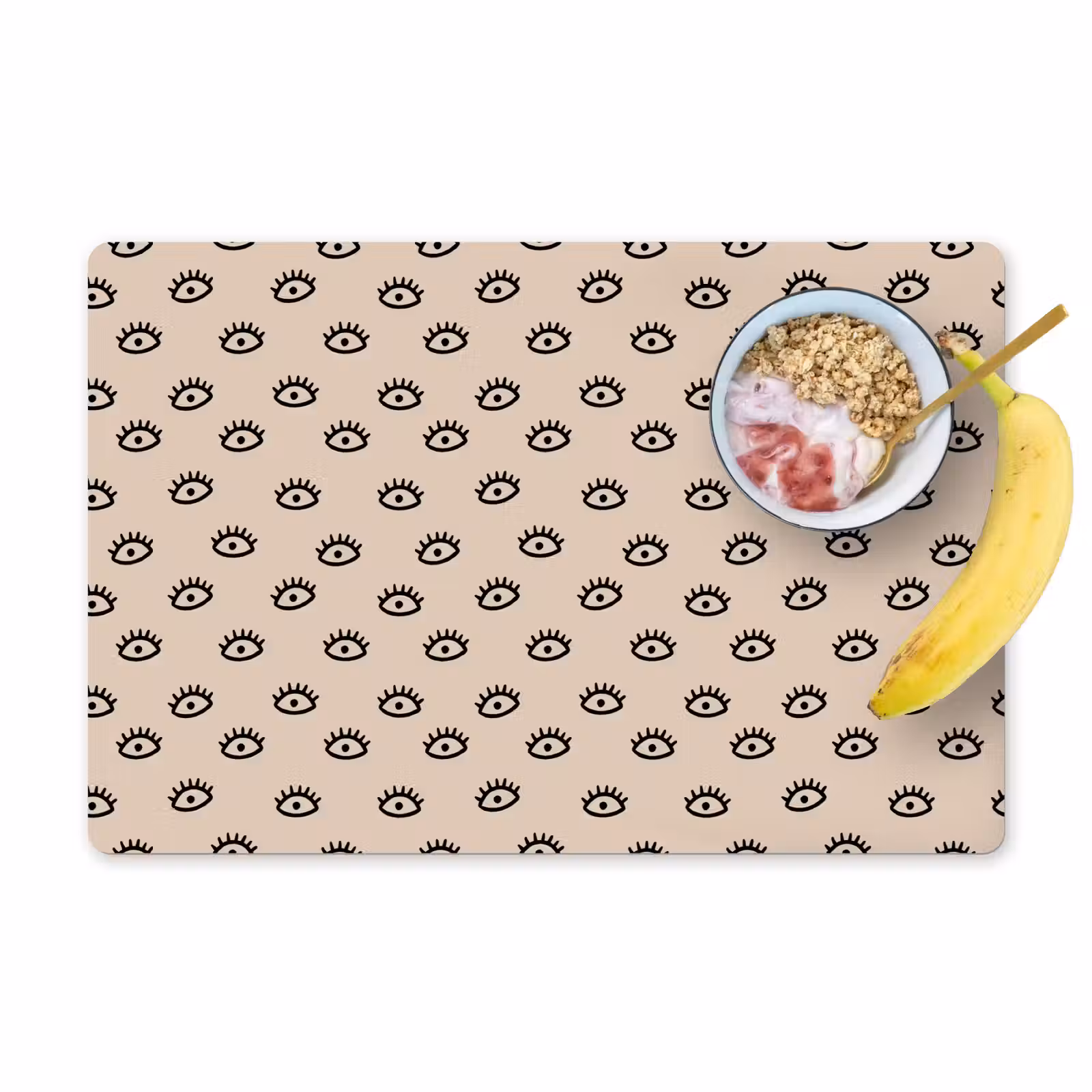 Placemat - 6 stuks - Patronen - Oog - Beige — 1