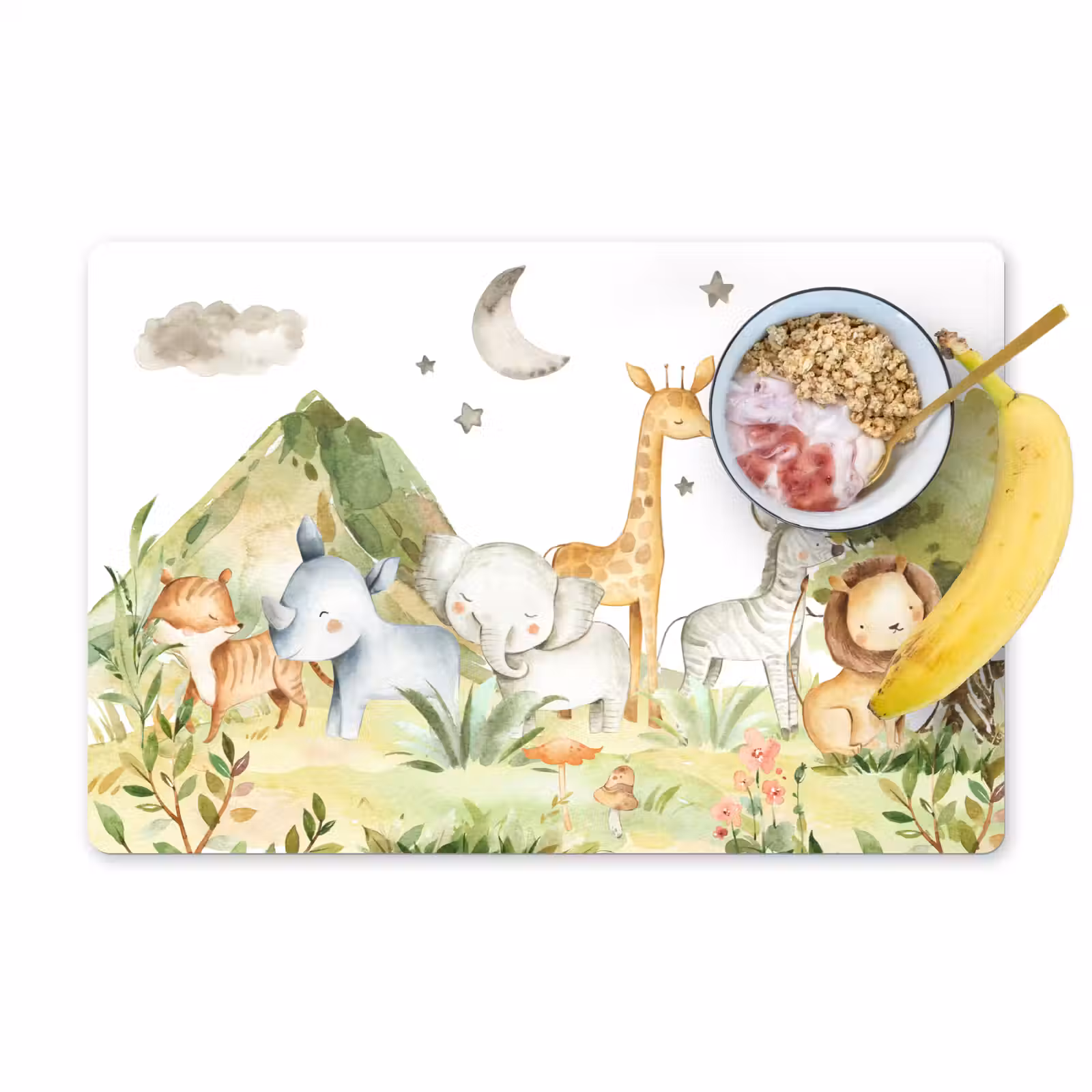Placemat - 6 stuks - Watercolor - Dieren - Natuur - Kinderen — 1