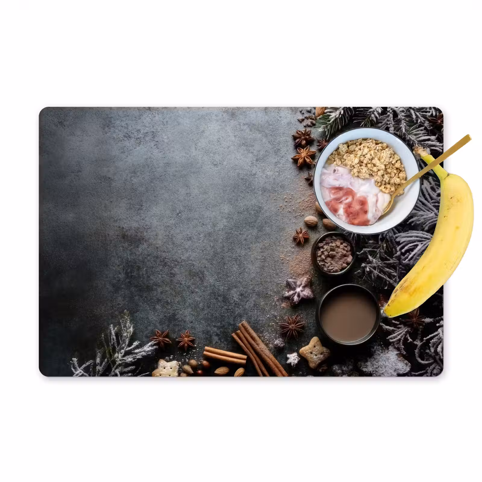Placemat - 6 stuks - Winter - Kruiden - Sneeuw - Chocolade — 1