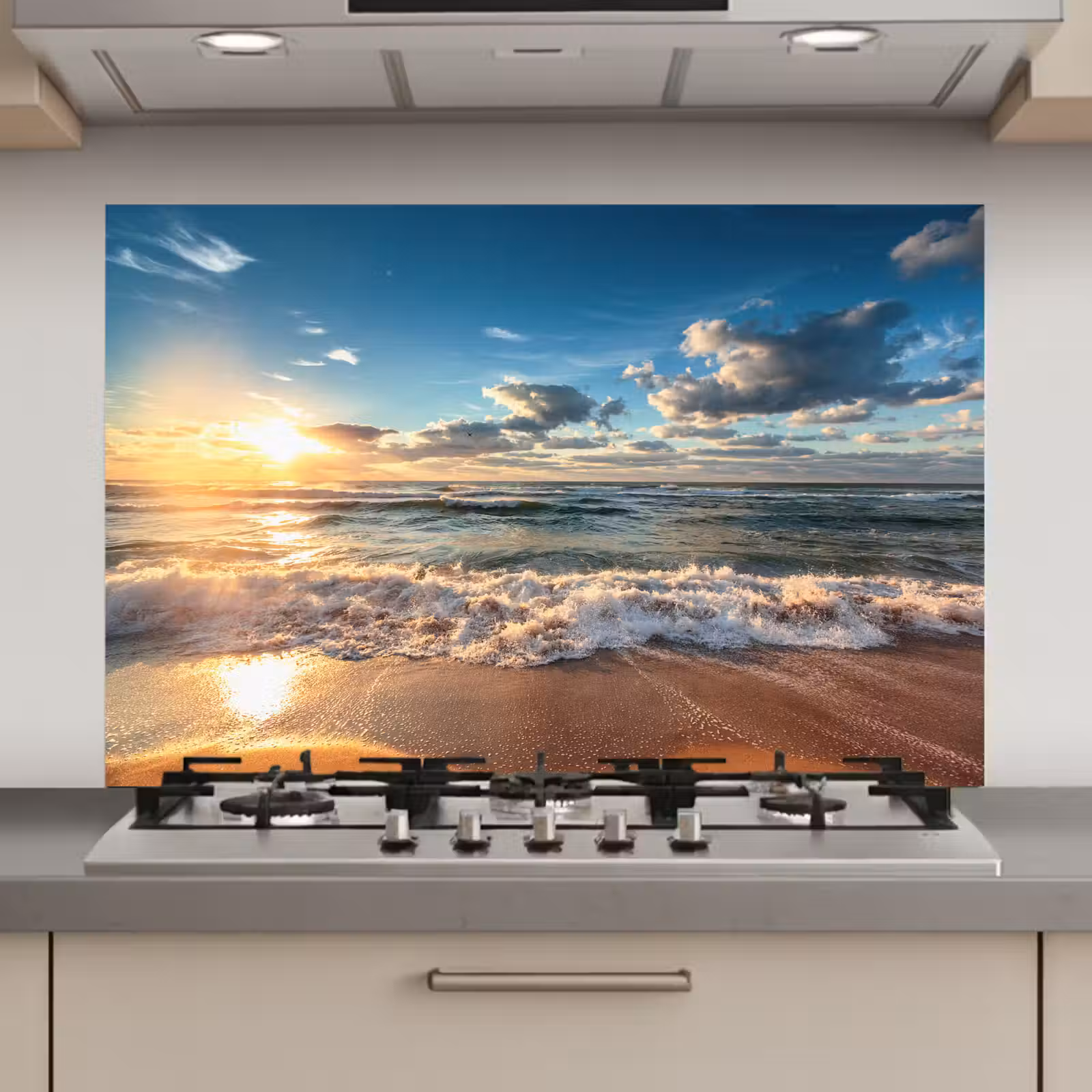 Spatscherm keuken - Strand - Zee - Zonsondergang — 1