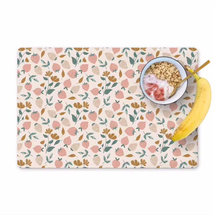 Placemat - 6 stuks - Aardbei - Fruit - Roze - Kinderen - Planten — 1