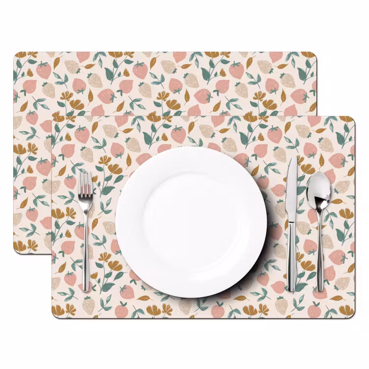 Placemat - 6 stuks - Aardbei - Fruit - Roze - Kinderen - Planten — 2