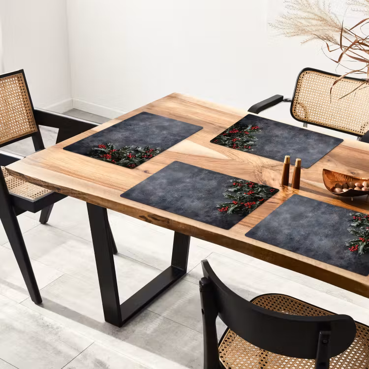 Placemat - 6 stuks - Christmas - Takken - Winter - Rood — 5