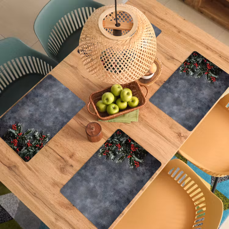 Placemat - 6 stuks - Christmas - Takken - Winter - Rood — 6