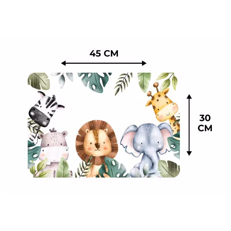Placemat - 6 stuks - Dieren - Watercolor - Jungle - Bladeren - Kind — 3