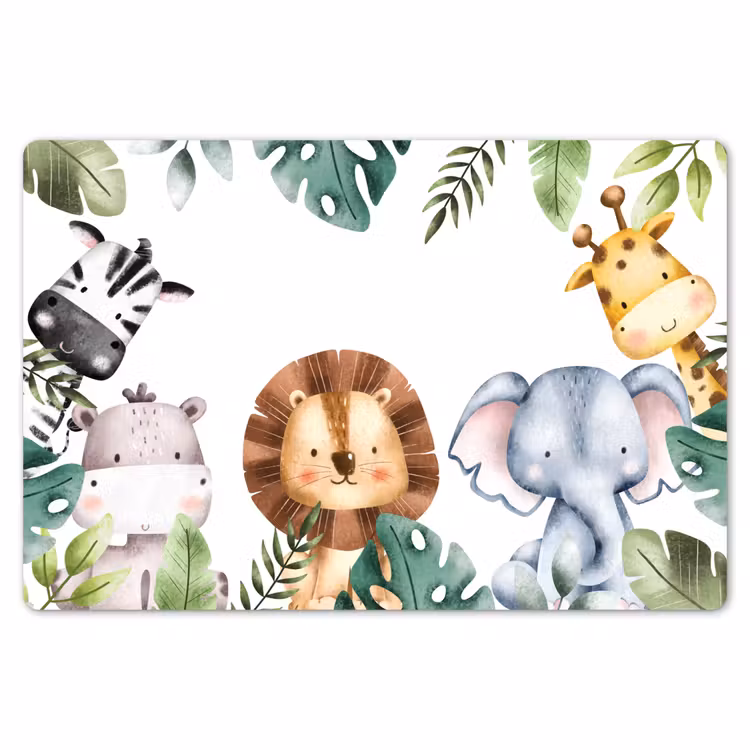 Placemat - 6 stuks - Dieren - Watercolor - Jungle - Bladeren - Kind — 7