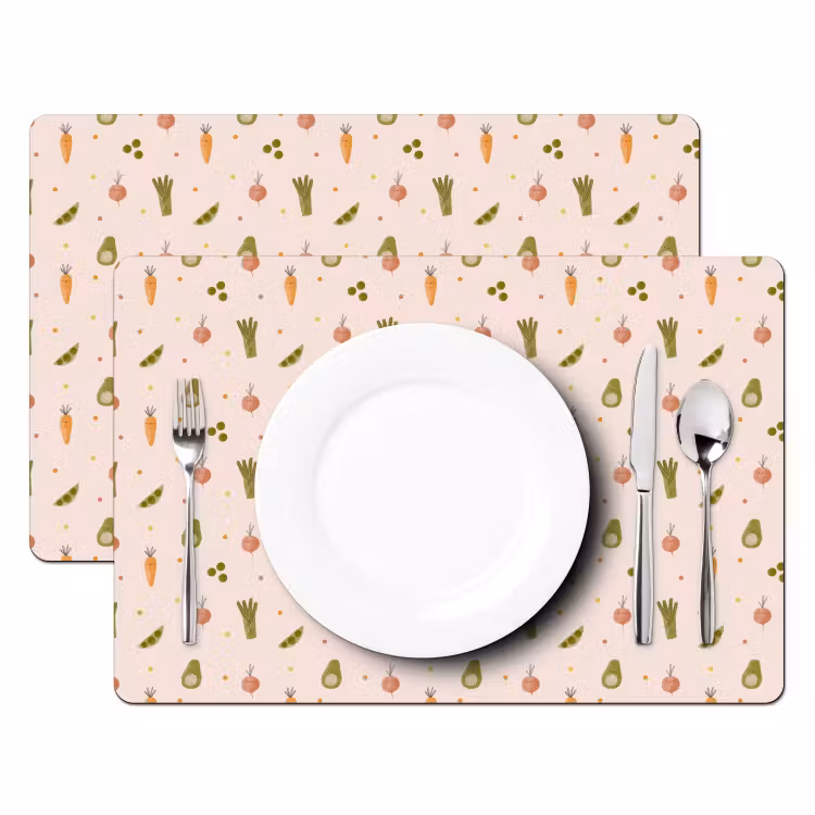 Placemat - 6 stuks - Groente - Pastel - Kinderen - Watercolor — 2