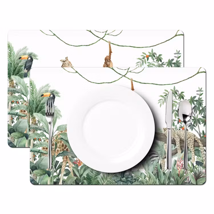 Placemat - 6 stuks - Jungle - Dieren - Kinderen - Natuur — 2