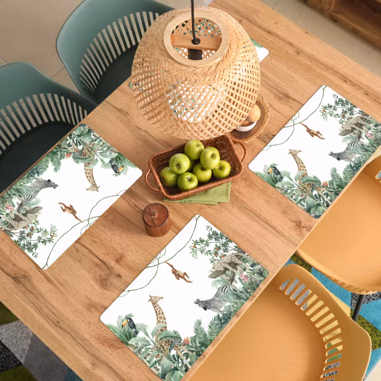 Placemat - 6 stuks - Jungle - Dieren - Kinderen - Natuur — 6