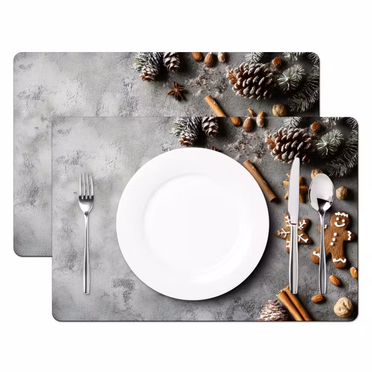 Placemat - 6 stuks - Kerst - Bakken - Grijs - Landelijk — 2