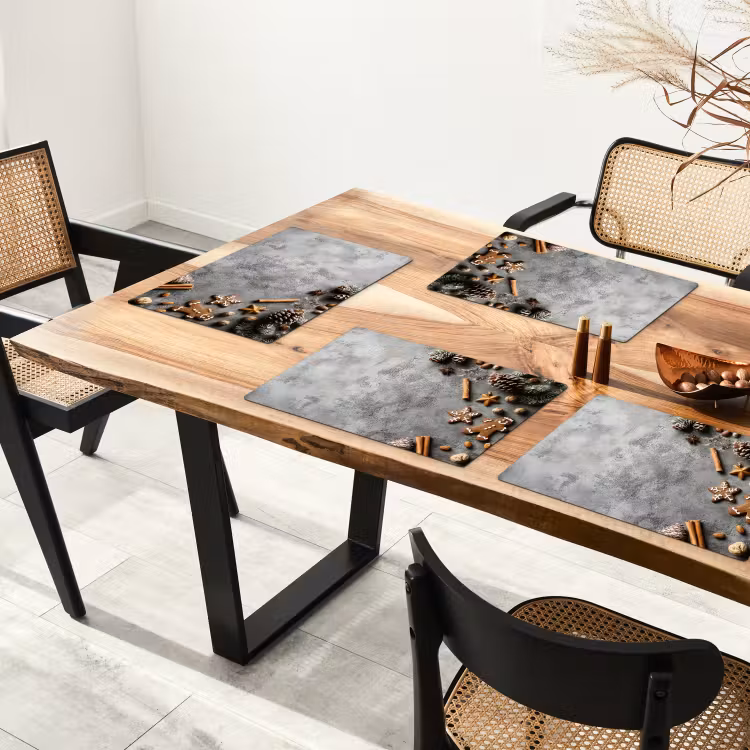 Placemat - 6 stuks - Kerst - Bakken - Grijs - Landelijk — 5