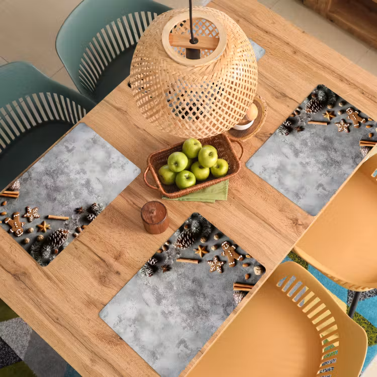 Placemat - 6 stuks - Kerst - Bakken - Grijs - Landelijk — 6