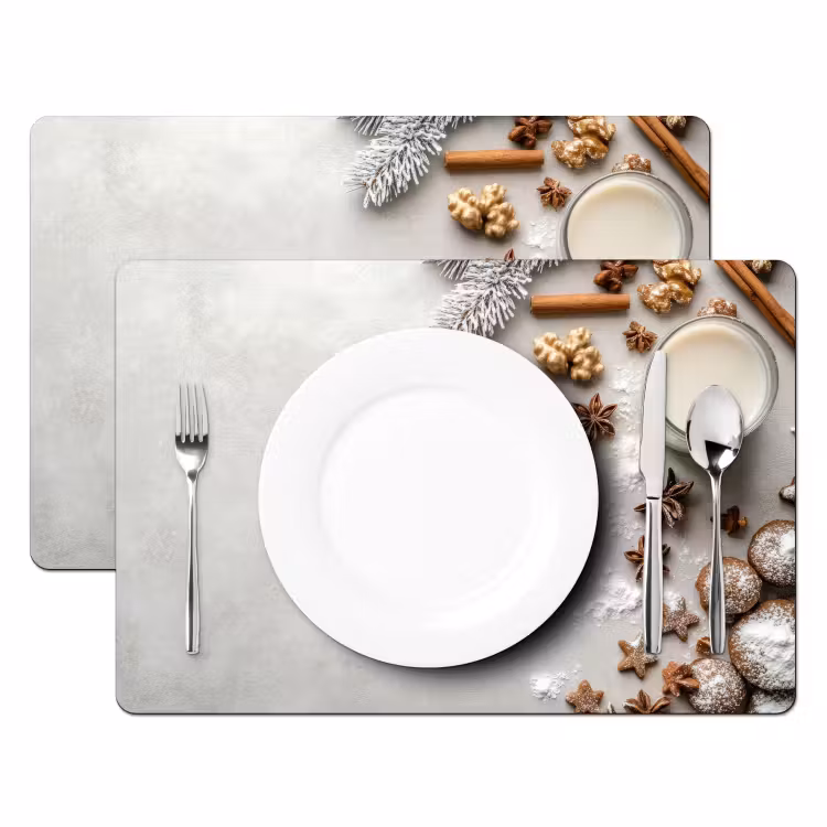 Placemat - 6 stuks - Kruiden - Winter - Melk - Beton — 2