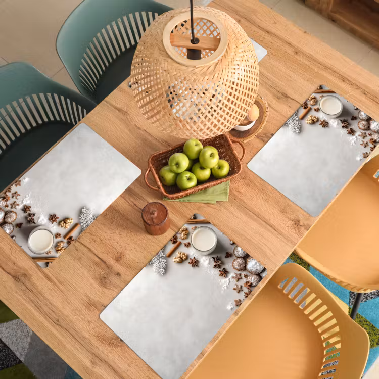 Placemat - 6 stuks - Kruiden - Winter - Melk - Beton — 6