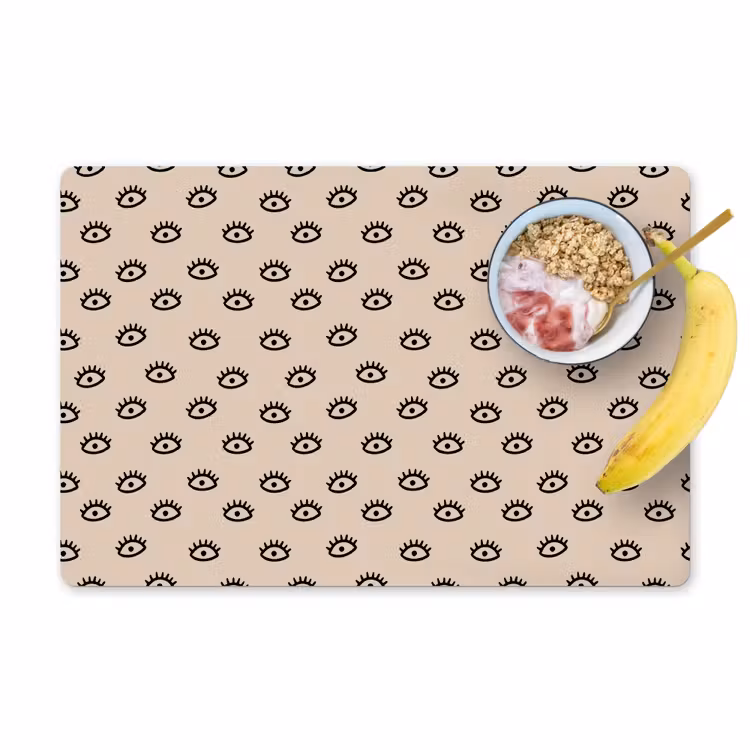 Placemat - 6 stuks - Patronen - Oog - Beige — 1