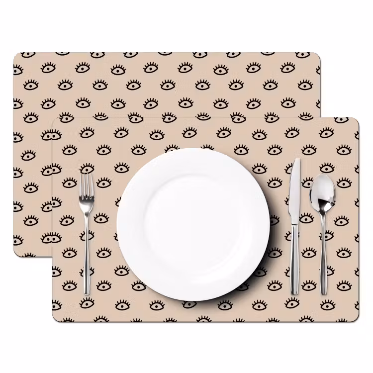 Placemat - 6 stuks - Patronen - Oog - Beige — 2