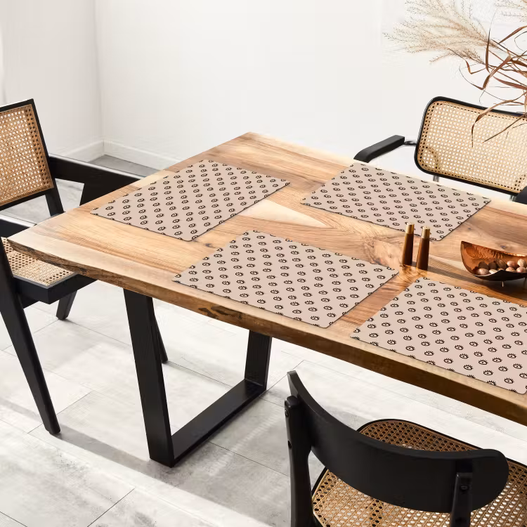 Placemat - 6 stuks - Patronen - Oog - Beige — 5