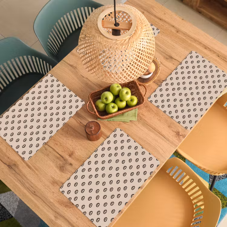 Placemat - 6 stuks - Patronen - Oog - Beige — 6