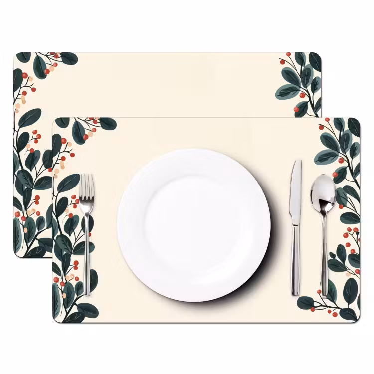 Placemat - 6 stuks - Takken - Winter - Planten - Licht — 2