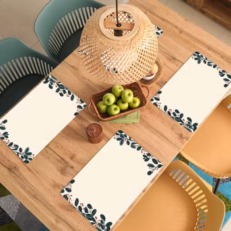 Placemat - 6 stuks - Takken - Winter - Planten - Licht — 6