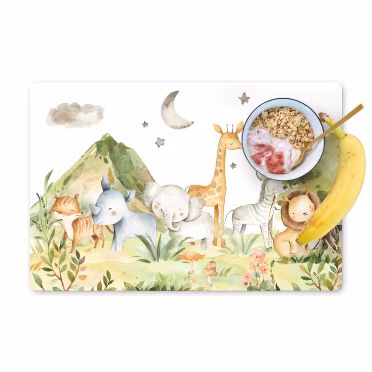 Placemat - 6 stuks - Watercolor - Dieren - Natuur - Kinderen — 1