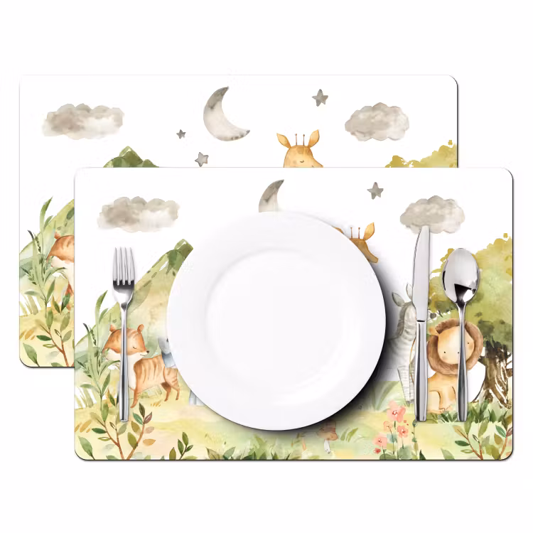 Placemat - 6 stuks - Watercolor - Dieren - Natuur - Kinderen — 2