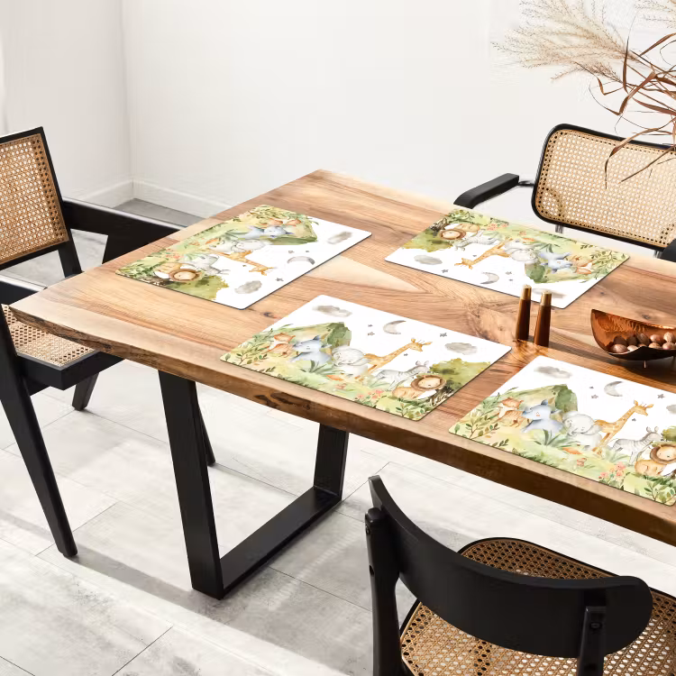 Placemat - 6 stuks - Watercolor - Dieren - Natuur - Kinderen — 5