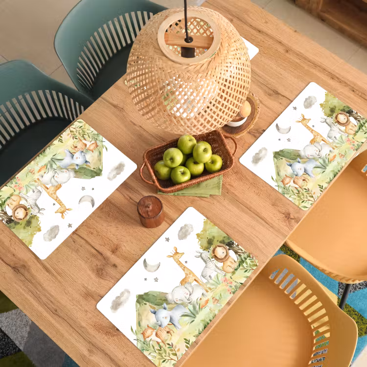 Placemat - 6 stuks - Watercolor - Dieren - Natuur - Kinderen — 6