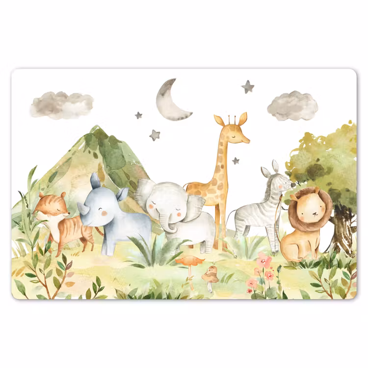 Placemat - 6 stuks - Watercolor - Dieren - Natuur - Kinderen — 7