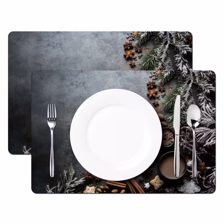 Placemat - 6 stuks - Winter - Kruiden - Sneeuw - Chocolade — 2