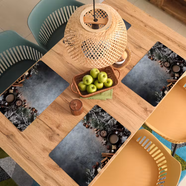Placemat - 6 stuks - Winter - Kruiden - Sneeuw - Chocolade — 6