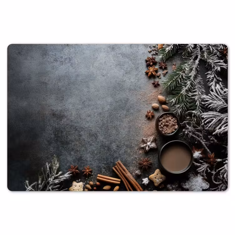 Placemat - 6 stuks - Winter - Kruiden - Sneeuw - Chocolade — 7