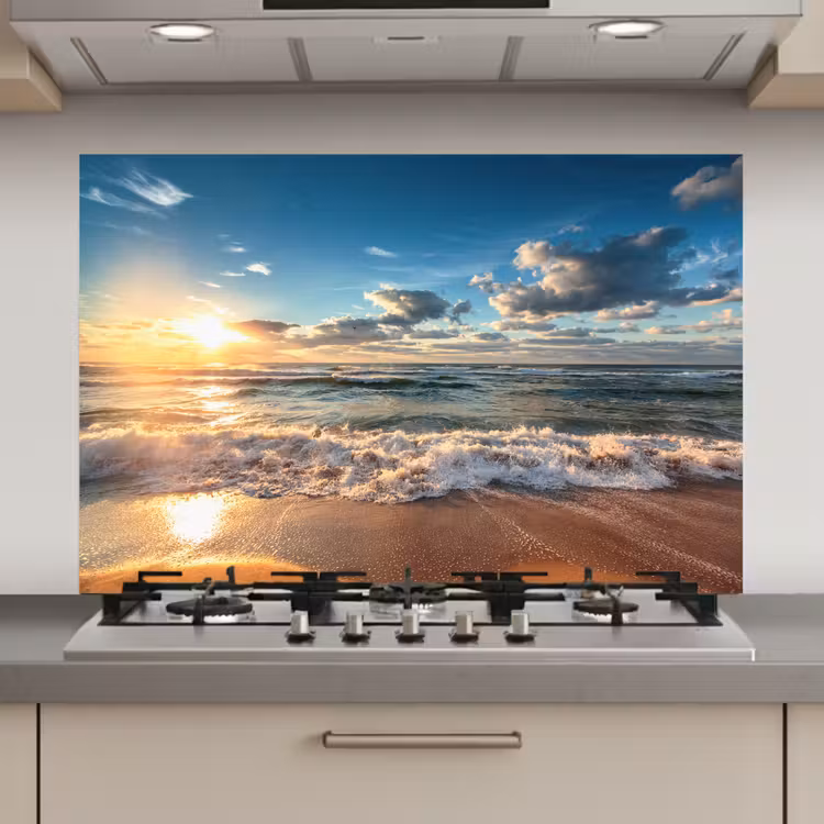 Spatscherm keuken - Strand - Zee - Zonsondergang — 1