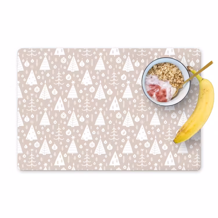 Placemat - 6 stuks - Kerstbomen - Wit - Beige - Patronen - Kind — 1