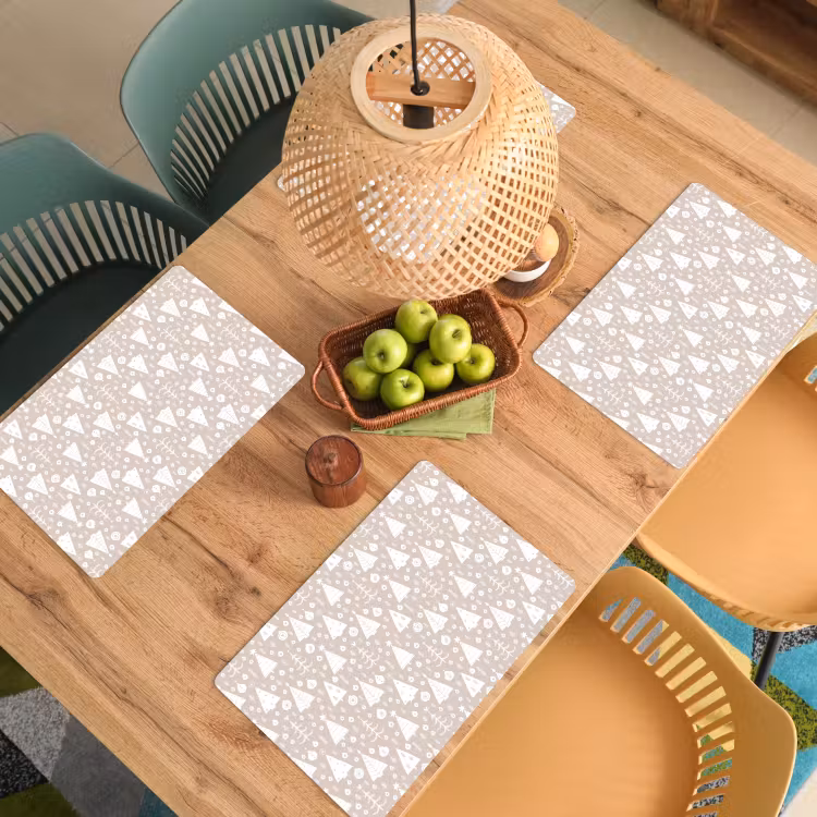 Placemat - 6 stuks - Kerstbomen - Wit - Beige - Patronen - Kind — 6