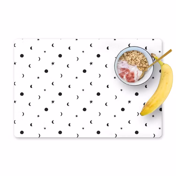 Placemat - 6 stuks - Kinderen - Sterren - Maan - Wit - Patroon — 1