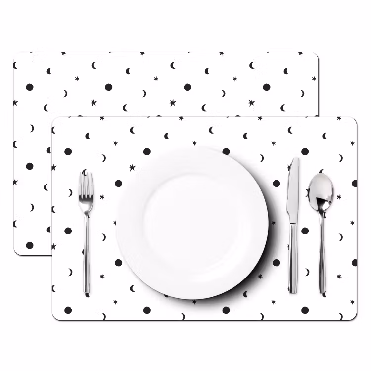 Placemat - 6 stuks - Kinderen - Sterren - Maan - Wit - Patroon — 2