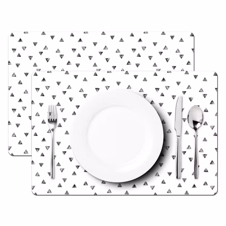Placemat - 6 stuks - Patroon - Driehoek - Zwart wit — 2